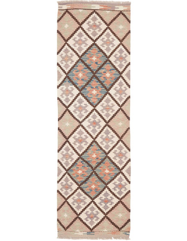 Rug Kilim Afghanistan 61x200 Cream White Brown