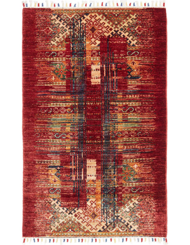 Hand Made Rug Siva Pakistan 80x124 Dark Red Bei
