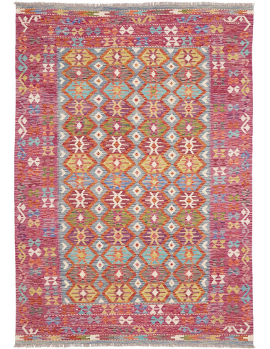 Rug Kilim Afghanistan 172x246 Magenta Blue Oran