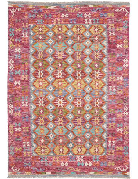 Rug Kilim Afghanistan 172x246 Magenta Blue Oran