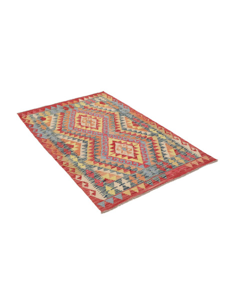 Hand Made Rug Kilim Afghanistan 100x149 Red Blu