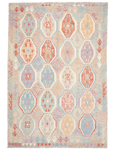 Rug Kilim Afghanistan 202x298 Light Grey Coral