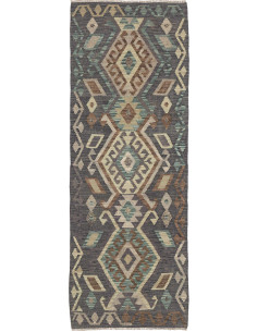 Rug Kilim Afghanistan 70x195 Charcoal Grey Mute