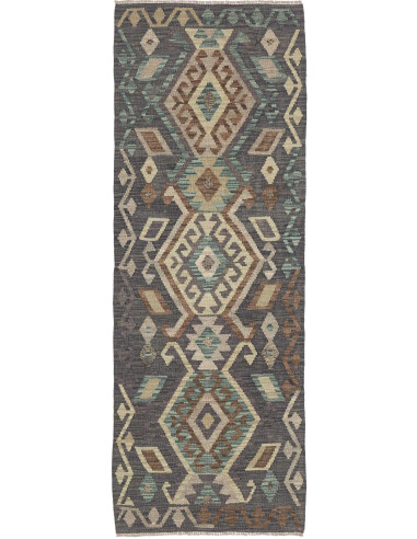 Rug Kilim Afghanistan 70x195 Charcoal Grey Mute