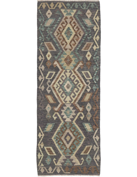 Rug Kilim Afghanistan 70x195 Charcoal Grey Mute