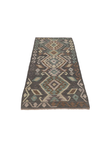 Rug Kilim Afghanistan 70x195 Charcoal Grey Mute