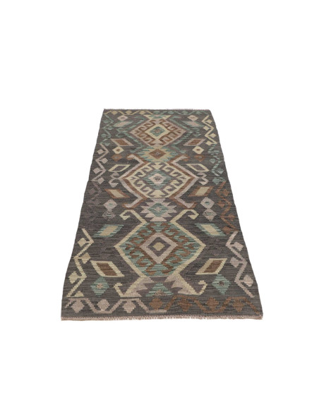 Rug Kilim Afghanistan 70x195 Charcoal Grey Mute