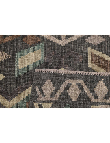 Rug Kilim Afghanistan 70x195 Charcoal Grey Mute