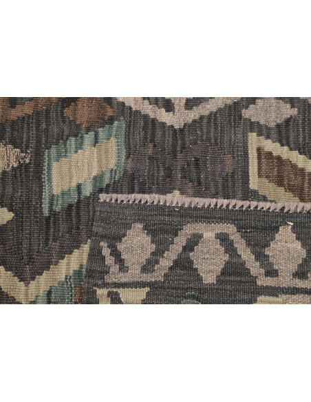 Rug Kilim Afghanistan 70x195 Charcoal Grey Mute