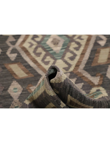 Rug Kilim Afghanistan 70x195 Charcoal Grey Mute