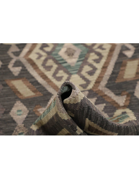 Rug Kilim Afghanistan 70x195 Charcoal Grey Mute