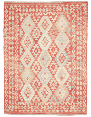 Rug Killim 177x236 Coral Red Cream