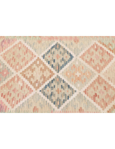 Rug Kilim Afghanistan 86x198 Beige Pink Blue Or