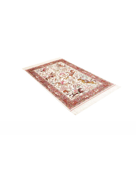 Rug Ghom Silk Persia 100x153 Cream Bordeaux Gre