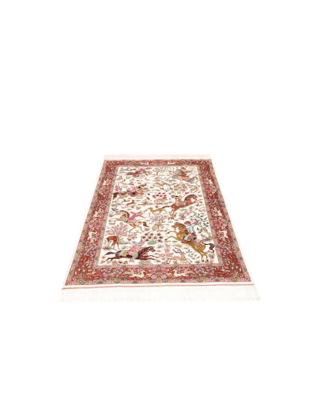 Rug Ghom Silk Persia 100x153 Cream Bordeaux Gre
