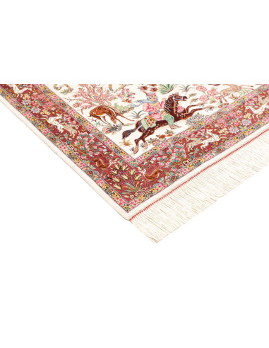 Rug Ghom Silk Persia 100x153 Cream Bordeaux Gre
