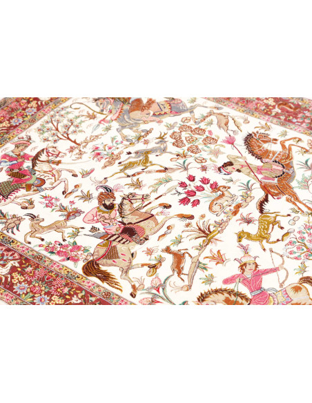Rug Ghom Silk Persia 100x153 Cream Bordeaux Gre