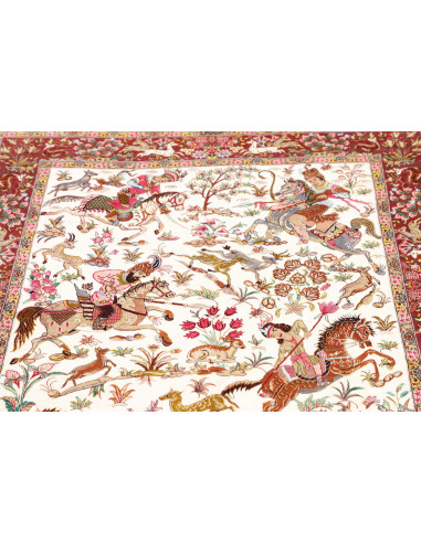 Rug Ghom Silk Persia 100x153 Cream Bordeaux Gre