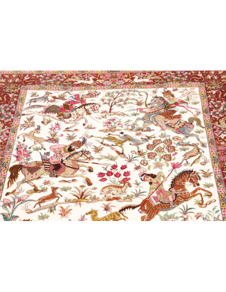 Rug Ghom Silk Persia 100x153 Cream Bordeaux Gre