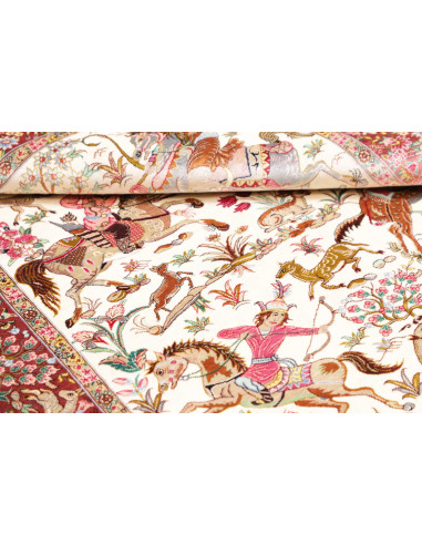 Rug Ghom Silk Persia 100x153 Cream Bordeaux Gre