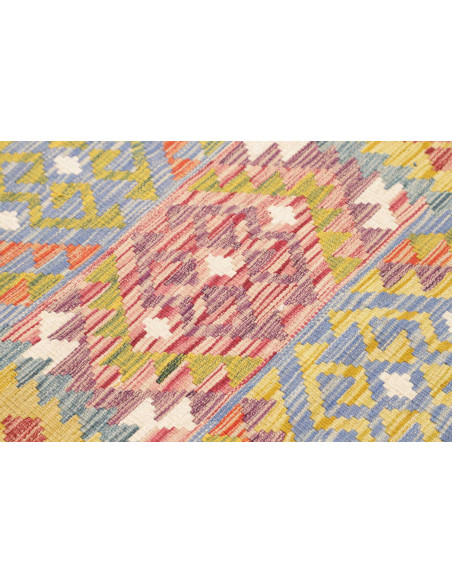 Rug Kilim Afghanistan 80x243 Bright Yellow Blue