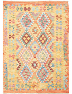 Kilim 128x177 Cm Kilim Afghano Lana Cardata A Mano, Ordito