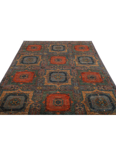 Rug Mamlouk Pakistan 202x302 Slate Blue Burnt O