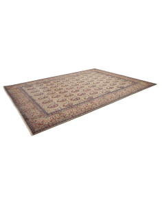 Persian Ghom rug with all-over boteh pattern, hand-carded wool on cotton. Cream, red, and blue colors. A traditional art piece f 2
