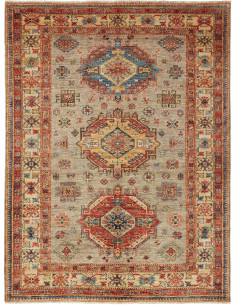 Rug Kazak Fine Pakistan maroon grey 150x202