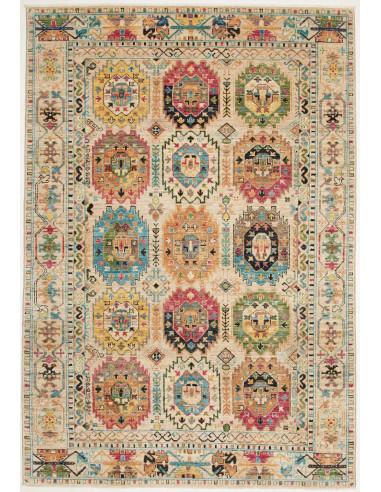 Tappeto Tribal Pakistan 146x213 Beige Multicolo