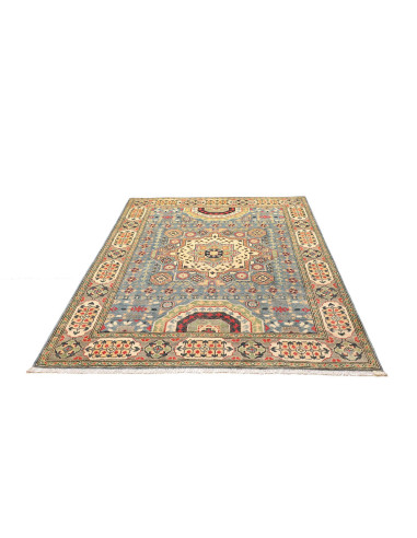 Kazak Afghanistan Geometric Blue Beige 153x197 Cm