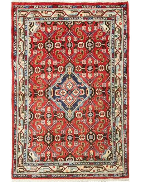 Tappeto Hamadan Persia rosso grigio 102x154