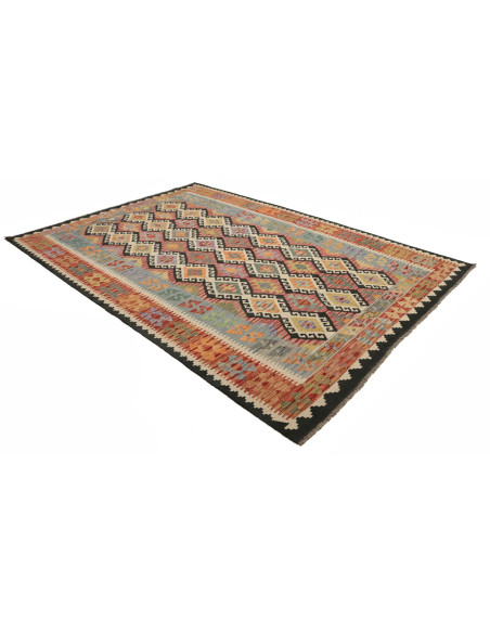 Rug Kilim Afghanistan maroon sky blue 204x302