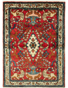 Rug Hamadan Persia maroon yellow 110x154