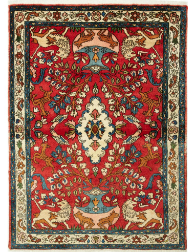 Rug Hamadan Persia maroon yellow 110x154