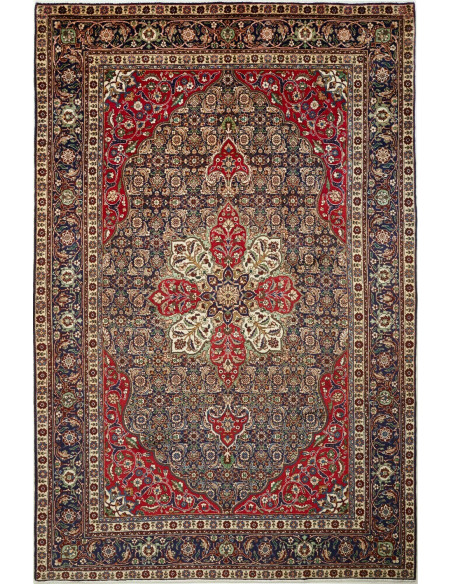Rug Tabriz Persia grey red 200x305