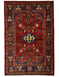 Rug Hamadan Persia grey orange 136x202