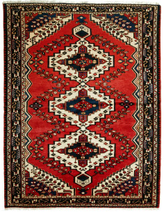 Rug Hamadan Persia maroon yellow 150x201