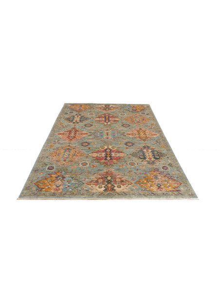 Tappeto Tribal Pakistan 147x203 Verde Acqua Ten