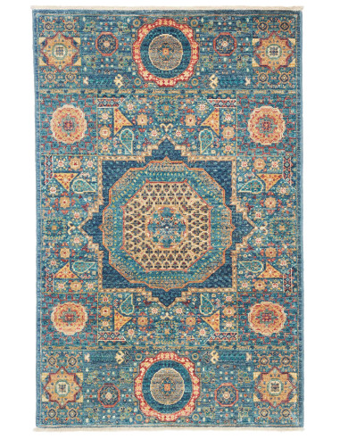Rug Mamlouk Pakistan 82x125 Petrol Blue Burnt O