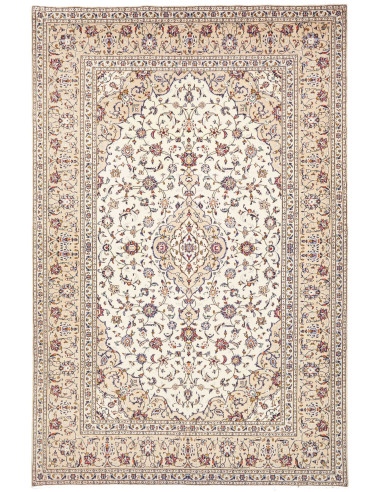 Rug Kashan Persia 197x300 Ivory Beige Burgundy