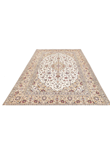 Rug Kashan Persia 197x300 Ivory Beige Burgundy