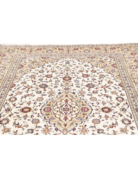 Rug Kashan Persia 197x300 Ivory Beige Burgundy