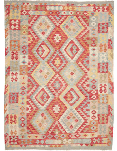 Kilim 176x244 Cm Kilim Afghano, Lana Cardata A Mano, Cotone,