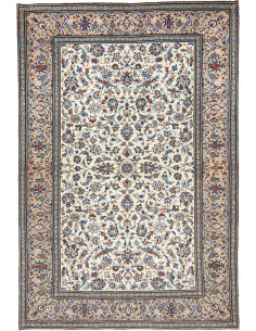 Hand Made Rug Kashan Persia 205x300 Ivory Blue