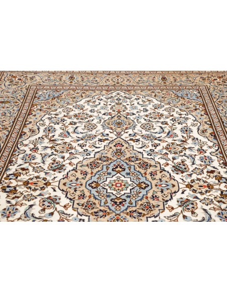 Hand Made Rug Kashan Persia 200x308 Cream Blue