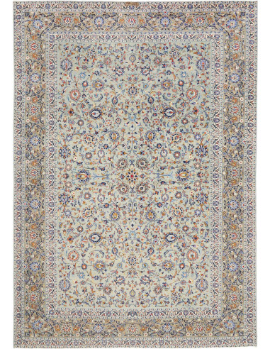 Hand Made Rug Kashan Persia 272x387 Light Aqua