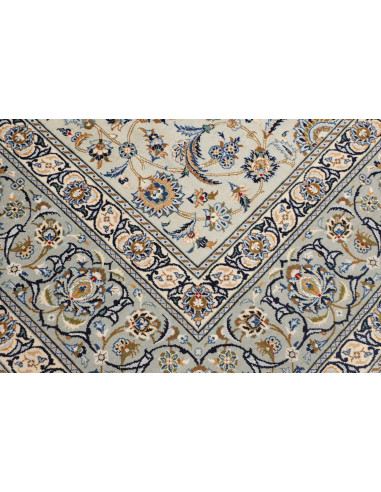 Hand Made Rug Kashan Persia 273x388 Cream Blue