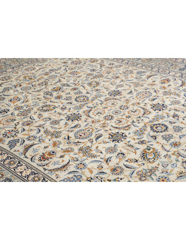 Hand Made Rug Kashan Persia 273x388 Cream Blue