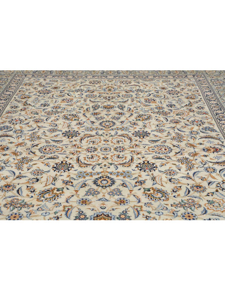 Hand Made Rug Kashan Persia 273x388 Cream Blue